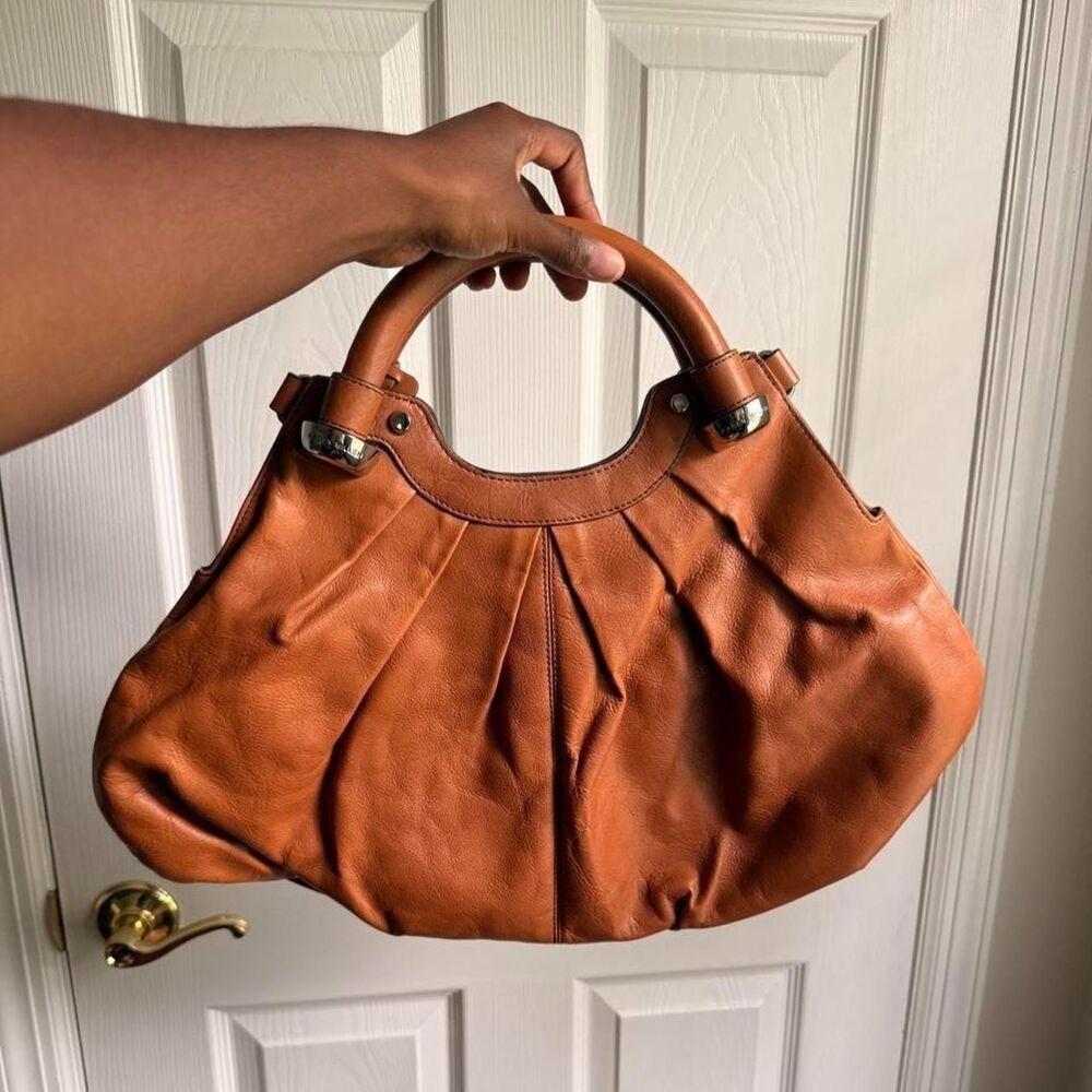 Karen Millen Tan Leather Pleated Bag